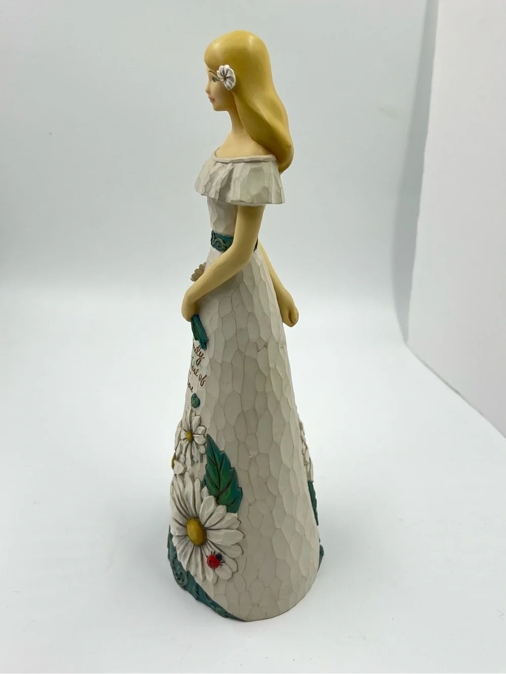 Figurine Decor - White & Teal 'Family' Floral Girl Statue